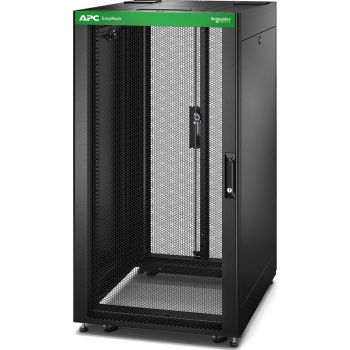 APC 24U Easy Rack Cabinet, 19'' Bracket Width, With Roof / Side Panel / Castors, Feet and 4 Brackets, No Bottom, Black | ER6482