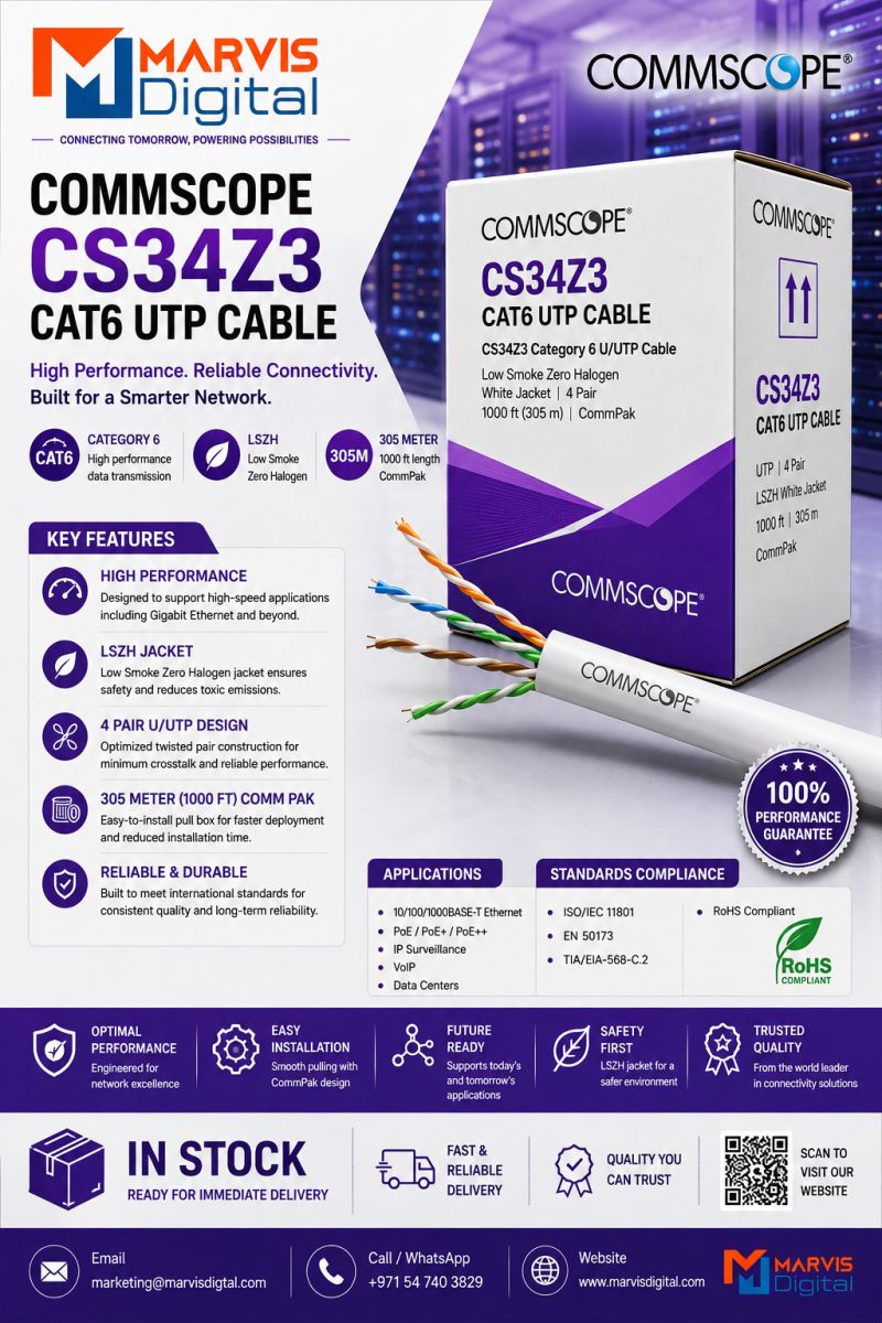 CommScope CS34Z3 CAT6 UTP Cable – High-Performance Structured Cabling Solution