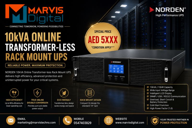 Norden 10kVA Rack Mount UPS – Reliable Online Power Backup Solution for Critical IT Infrastructure